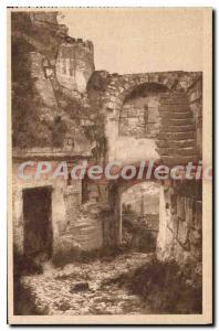 Old Postcard Les Baux path round door Eyguieres