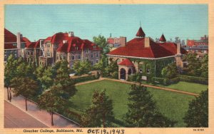 Baltimore MD-Maryland, 1943 Goucher College Aerial View, Vintage Postcard