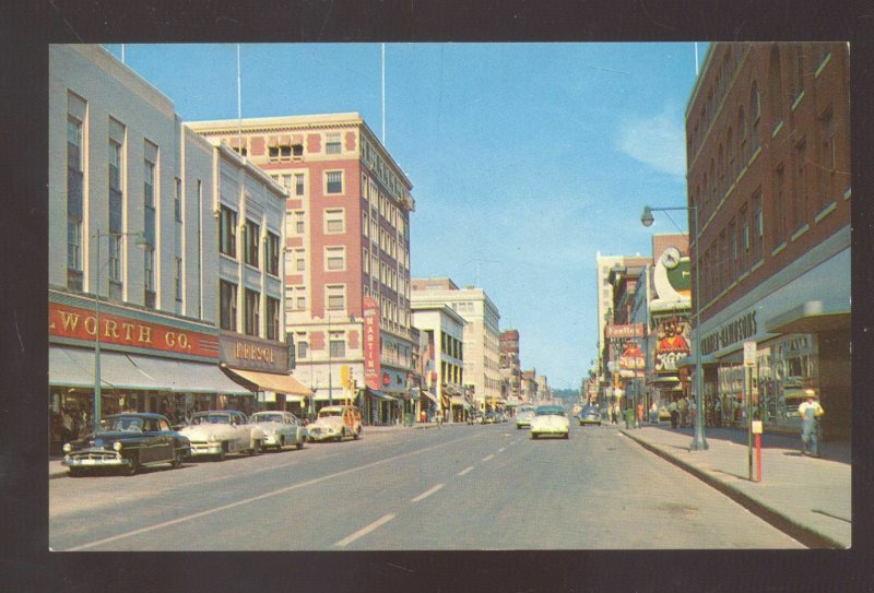 SIOUX CITY IOWA DOWNTOWN STREET SCENE 1950's CARS STORES VINTAGE POSTCARD