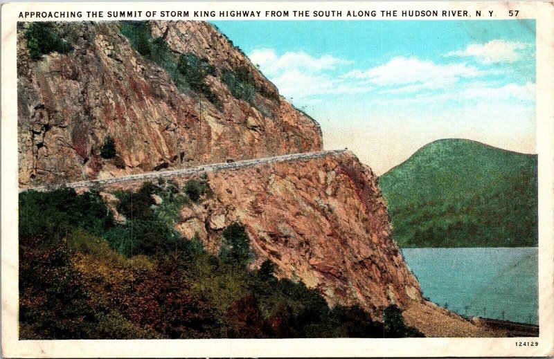 Approaching Summit Storm King Hwy S Hudson River NY New York WB Postcard UNP VTG 