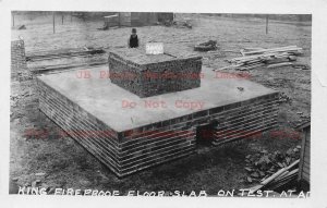 Advertising Postcard, RPPC, King Fire Proof Floor Slab  on Test, Photo