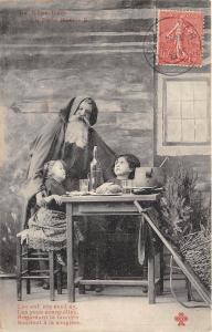 B84702 santa with children at table   france santa claus papa noel