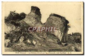 Old Postcard Ham Chateau destroyed by German Militaria