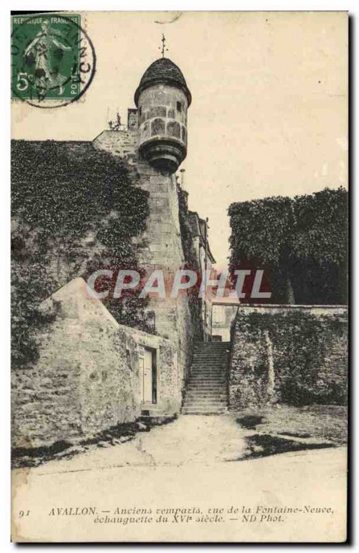 Old Postcard Avallon Former Remparts View Of The Fountain Neuve