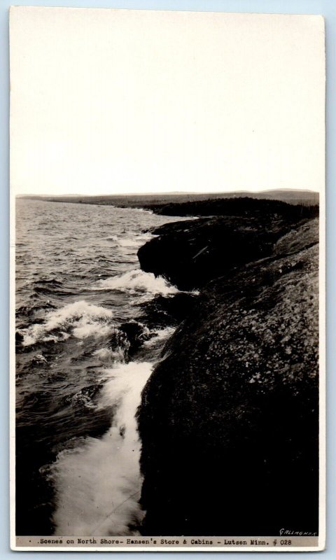 Lutsen Minnesota Postcard RPPC Photo Scenes On North Shore Hansen's Store Cabins