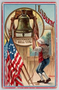 Patriotic Artist C Chapman Liberty Independence Bell Postcard C23