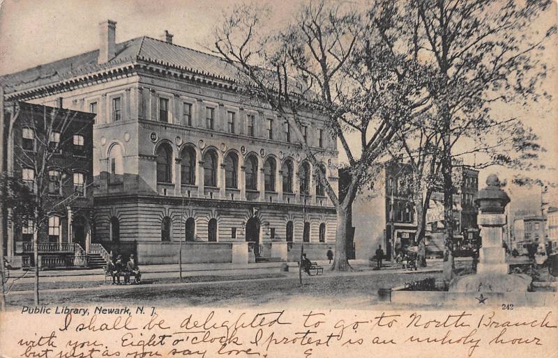 Public Library, Newark, New Jersey, Early Postcard, Used in 1906