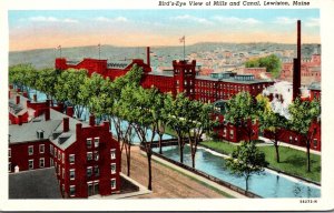 Maine Lewiston Birds Eye View Of Mills and Canal Curteich