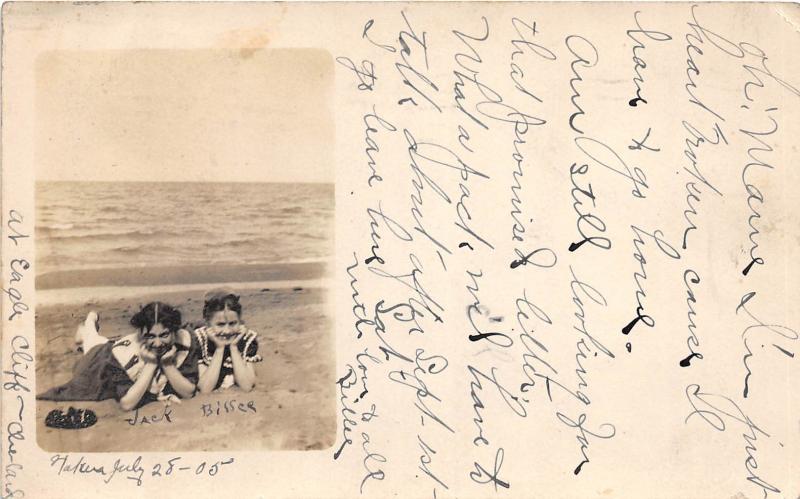 A80/ Cleveland Ohio Postcard Real Photo RPPC 1905 Beach Eagle Cliffs Bathers