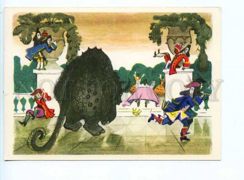 253251 RUSSIA Dmitrieva Tom Brave Brothers Grimm rhinoceros old postcard