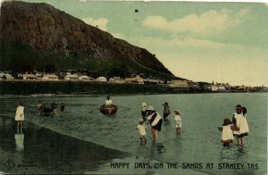 PC CPA AUSTRALIA, HAPPY DAYS ON THE SANDS, STANLEY, Vintage Postcard (b27072)