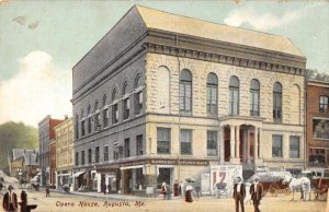 Augusta Maine birds eye view Opera House horse buggies antique pc BB2180