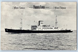 Africa Postcard Farrell Lines African Endeavor Steamship c1930's Vintage