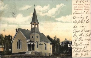 Stockholm Maine ME First Baptist Church School House c1910 Vintage Postcard