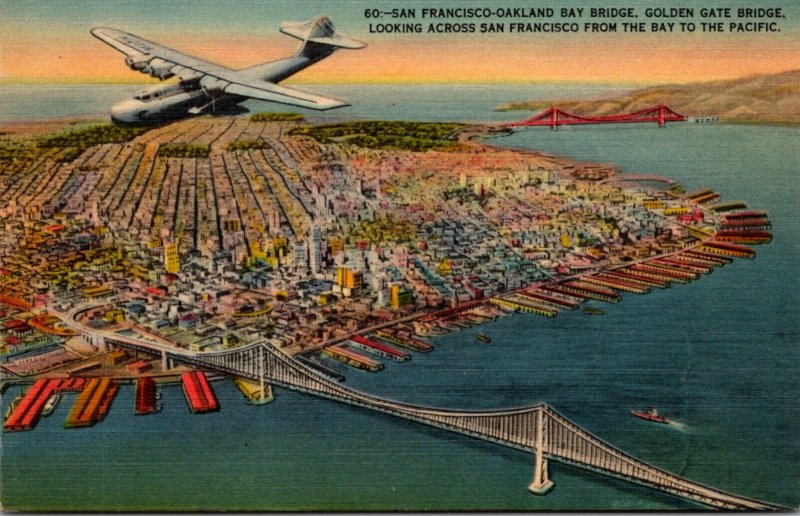 Califfornia San Francisco Airplane Over San Francisco Showing Golden Gate Bri...