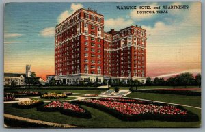 Postcard Houston TX c1946 Warwick Hotel and Apartments Wallace O’Leary Manager