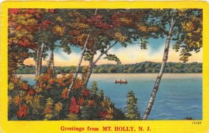 Mt. Holly New Jersey 1951 Greetings Postcard Lake Scene