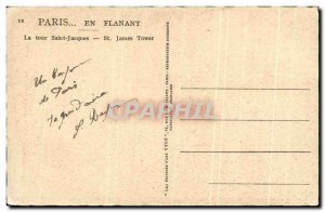 Old Postcard Paris Strolling the Tour Saint Jacques