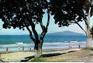 New Zealand Auckland Rangitoto Island From Takapuna Beach