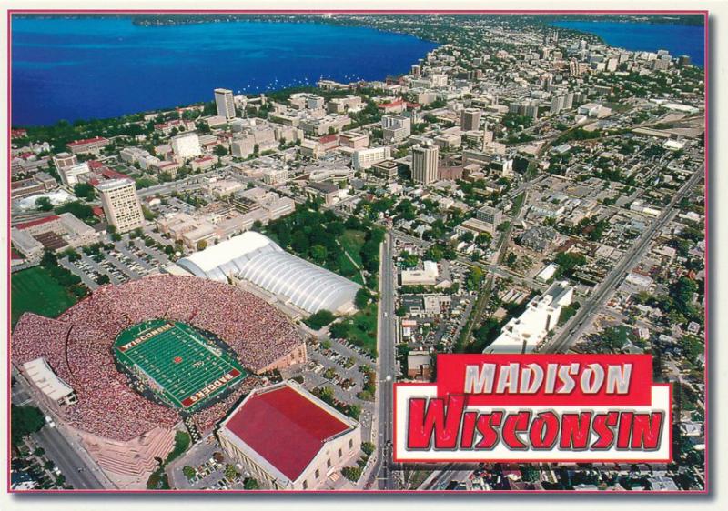 Aerial View of Madison WI, Wisconsin including Camp Randall Football Stadium