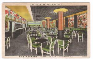 The Mayfair Café Interior Washington DC linen postcard