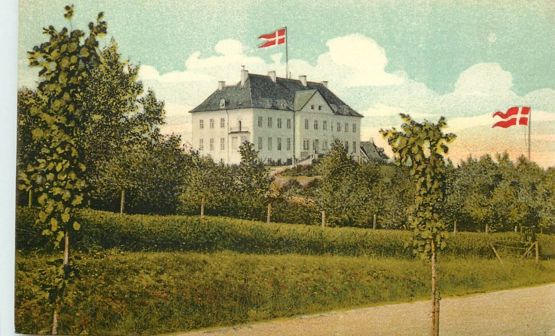 Vintage Postcard Flag of Denmark Marselisborg Palace Slot