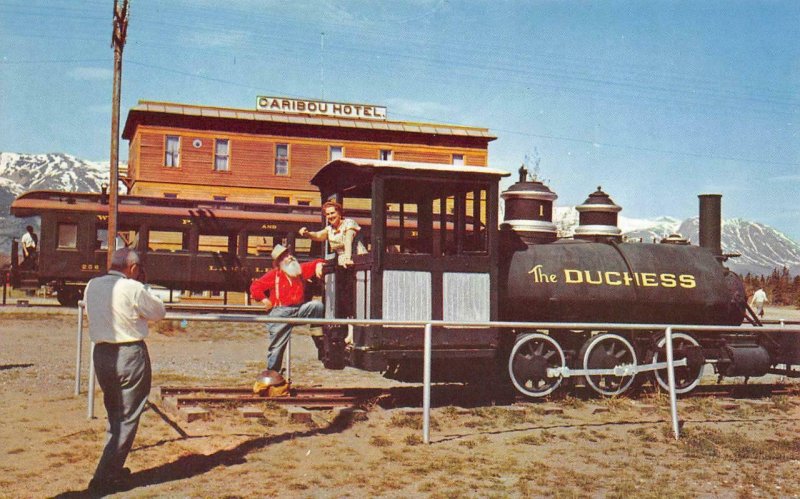 Carcross YT Railroad Station White Pass & Yukon Duchess Train Vintage Postcard