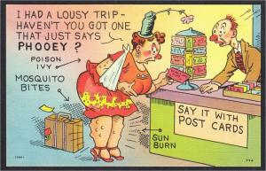 Say It With Postcards Comic Postcard I Had a Lousy Trip c1940s Deltiology