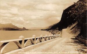 Columbia River Highway Oregon~Bridge-Road Along River~1930 Cross & Dimmitt RPPC