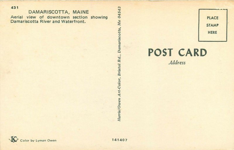Damariscotta Maine ME aerial view Postcard