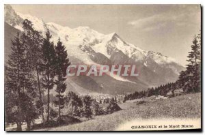 Old Postcard Chamonix and Mont Blanc