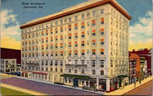 Vtg Lancaster Pennsylvania PA Hotel Brunswick 1950s Linen View Postcard