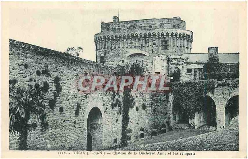 Old Postcard Dinan C N of Chateau Duchese Anne and the Remparts