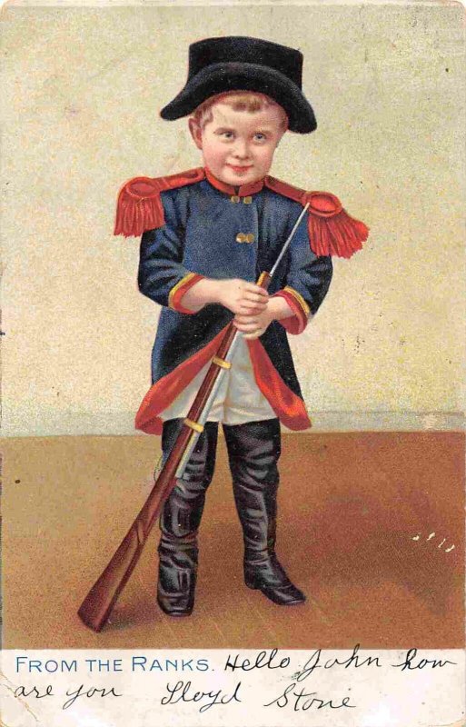 From The Ranks Little Boy Soldier 1907 Little Men Little Women Tuck postcard