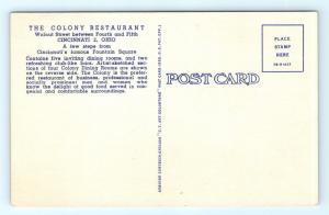 Postcard OH Cincinnati The Colony Restaurant Multiview Vintage Linen #2 I10