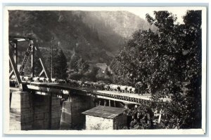 c1918 Bridge Herd Of Cows Cattle Lake Tahoe California CA RPPC Photo Postcard