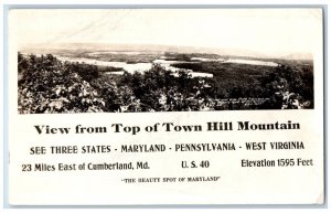 Cumberland MD Postcard RPPC Photo View From Top Of Town Hill Mountain c1950's