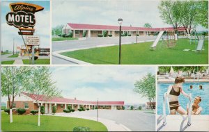 Alpine Motel Inkster MI Michigan Multiview Swimming Pool Unused Postcard H15