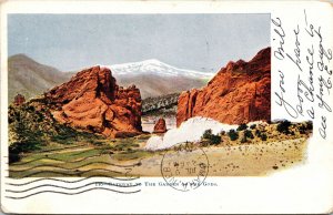 VINTAGE POSTCARD VIEW GATEWAY TO THE GARDEN OF THE GODS MAILED 1905 UND/BACK