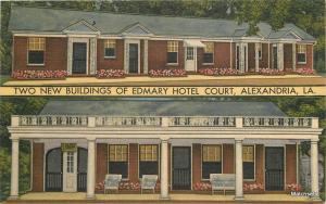 ALEXANDRIA, LA Two new Bldgs Edmary Hotel Court postcard 3712