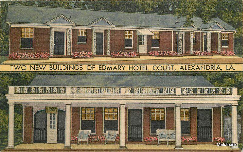 ALEXANDRIA, LA Two new Bldgs Edmary Hotel Court postcard 3712