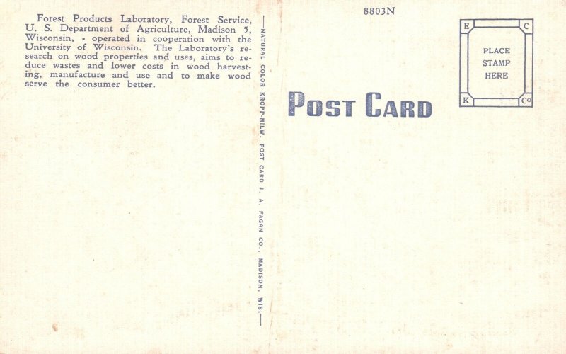 Vintage Postcard 1930's United States Department Agriculture Madison Wisconsin
