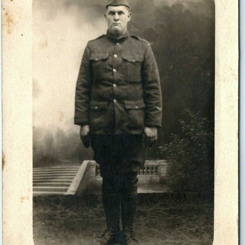 c1900s WWI US Army Soldier RPPC Real Photo France Postcard Pvt Albert E Deal A36 