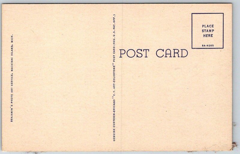 Mackinac Island Michigan 1940s Linen Postcard Swimming Pool Grand Hotel