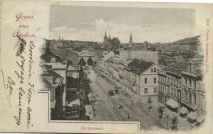 PC GERMANY, GRUSS AUS AACHEN, HOCHSTRASSE, Vintage Postcard (b31957)