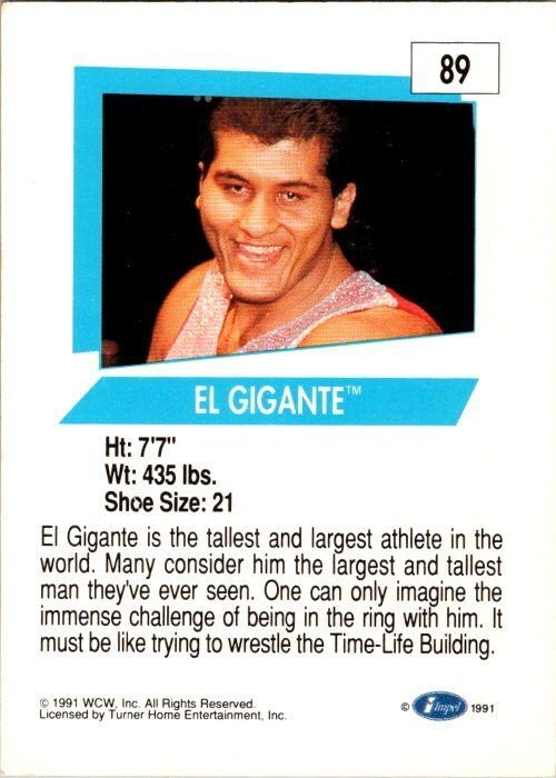 1991 WCW Wrestling Card El Gigante sk21155