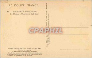 Old Postcard Fougeres (Ille et Vilaine) La Douce France Le Chateau South West...