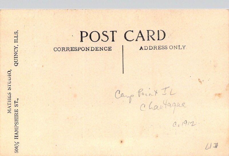 RPPC, c.'12, Chautaqua Grounds, Camp Point,IL, from Quincy IL, #17,Old Post Card