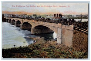 The Washington Ave. Bridge Over The Kankakee River Illinois IL Antique Postcard