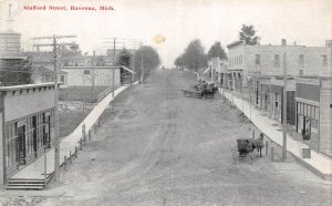 Ravenna Michigan Stafford Street, B/W Photo Print Vintage Postcard U8505